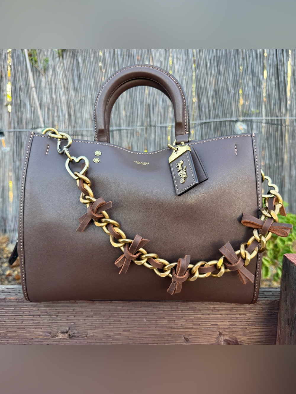 Novelty Strap| Bag Strap| Chunky Brass & Leather Bows Chain Link| Heart Shaped